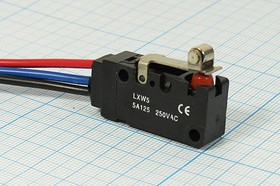 Микропереключатель, размер 38x10 x15, 5А, переключение ON-(ON), размер концевика L17, LXW-5