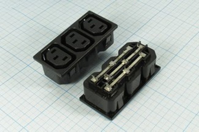 Разъем питания AC розетка С13x3,250 B, 10 A, на блок,AC-006 Разъем питания AC розетка С13x3,250 B, 10 A, на блок,AC-006