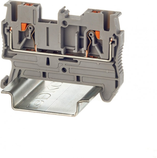 Клемма проходная зажим push-in 2 точки подключения 2.5кв.мм сер. DKC VPR-2.5-GY