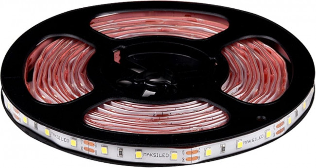 Светодиодная лента 5м, 12В, 4,8Вт/м, 60д/м, ip65, 480Лм/м, холодный белый, 8мм, ML-R60-2835-CW-LP-ST