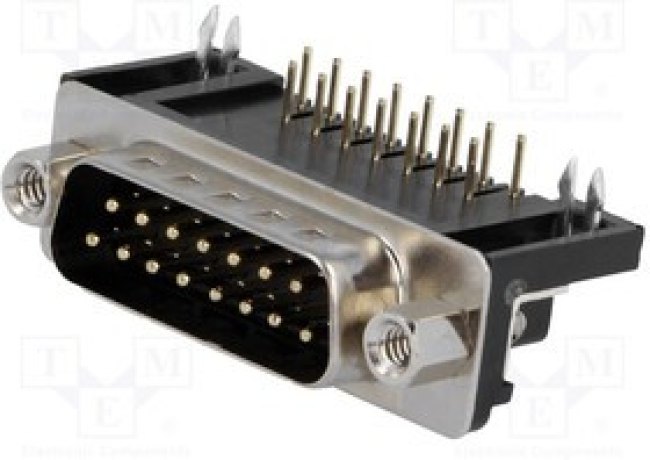 DHP9-15M, Разъем D-Sub; PIN: 15; гнездо; "папа"; угловой 90°; THT; UNC4-40