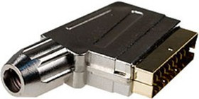 1-343G, разъем SCART штекер пластик металлизированный "позол." на каб.