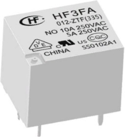 HF3FA/012-ZTF, Реле электромеханическое, субминиатюрное, U катушки 12 VDC, 10 А, SPDT (OBSOLETE)