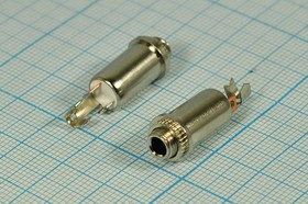 Гнездо Audio Jack стерео 3.5мм, на панель; №1183 гн 3,5стерео\3C\пан М6\мет кожух\\