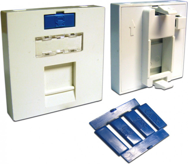 Вставка 45x45 на 1 кейстоун, со шторкой, маркировкой, иконкой, белая, LANMASTER LAN-SIP-23M-WH