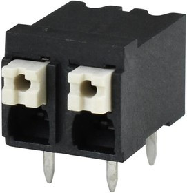 TBLH10-500-02BK, Fixed Terminal Blocks Terminal block, screwless, High Temp, 5.00, Horizontal, 2, Black w Gray Button