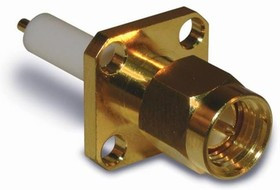 132144, RF Connectors / Coaxial Connectors SMA 4 HOLE FLNG PLUG BLNT POST W/EXT INS
