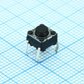 B3F1020, Кнопка тактильная 6х6 h=5мм (3.4мм+толкатель 1.6мм) 0.98N 0,05A 24В