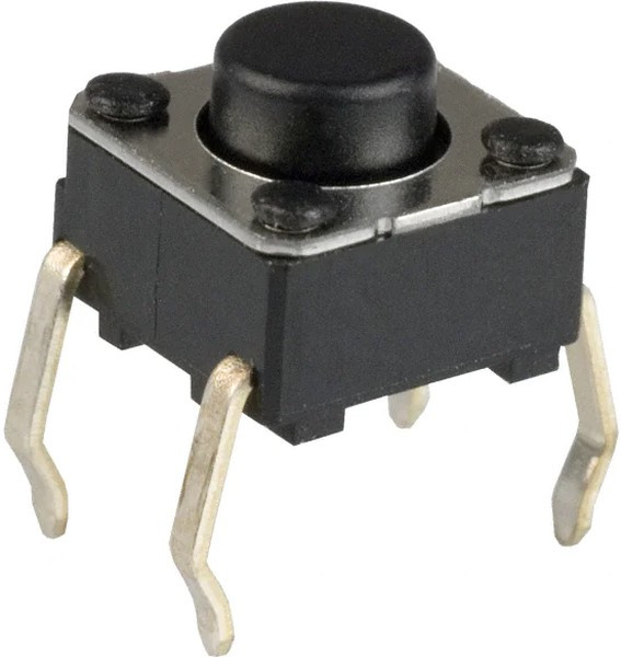 B3F1020, Кнопка тактильная 6х6 h=5мм (3.4мм+толкатель 1.6мм) 0.98N 0,05A 24В