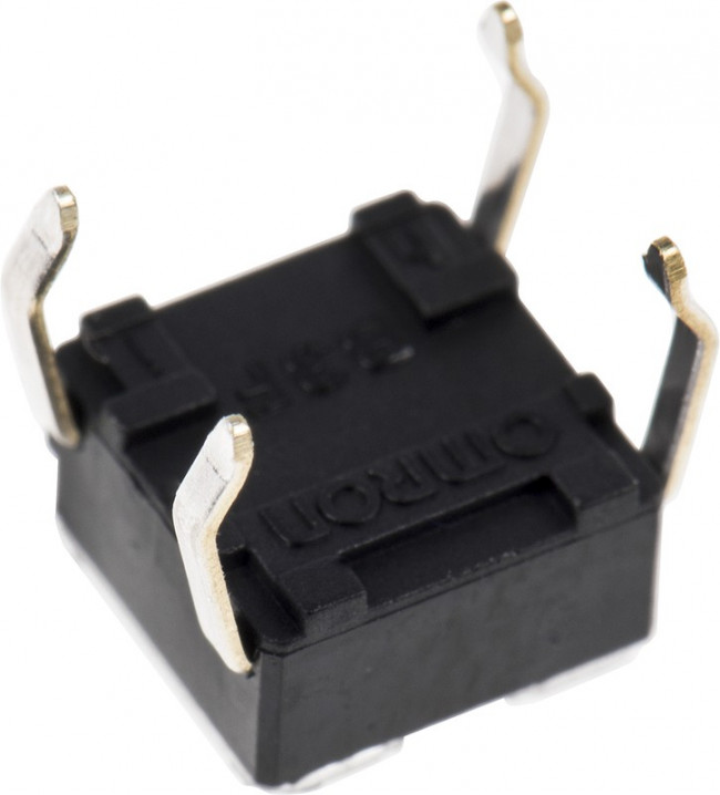 B3F1020, Кнопка тактильная 6х6 h=5мм (3.4мм+толкатель 1.6мм) 0.98N 0,05A 24В