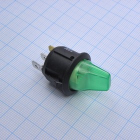 DS RWB-224 зел 12V, 2 положения клавиши, 1 группа контактов на замыкание 250VAC 6A, ширина контакта 4.8мм, зеленая подсветка 12В DS RWB-224 зел 12V, 2 положения клавиши, 1 группа контактов на замыкание 250VAC 6A, ширина контакта 4.8мм, зеленая подсветка 12В