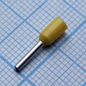 HE 7508 Yellow, наконечник кабельный торцевой трубчатый с изоляцией, L=14.6/8мм, сеч. пров. 0.75мм2