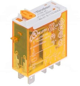 46.61.8.110.0054, 466181100054 Миниатюрное промышленное электромеханическое реле; монтаж в розетку или наконечники Faston (4.8х0.5мм); 1СO 1