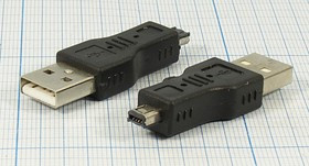Разъем USB A вилка -Разъем miniUSB A вилка, контакты компьютер