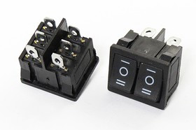 Переключатель клавишный, контакты 6T, 6А, 2-ON-OFF-ON, 22x19.5, подсветка черная, MRS2103-C6