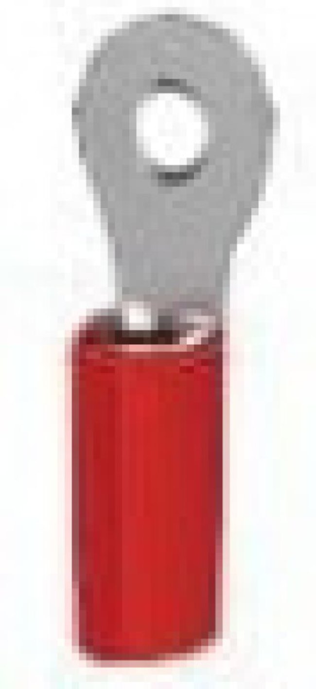 51863-3, TERMINAL, RING, #6 STUD, CRIMP, RED, 20AWG