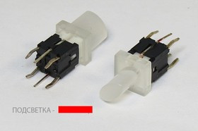 Тактовая кнопка, 7.4x 7.4x17, алгоритм работы NO, IL2Вкрасный, контакты 6P, PB6145L-1