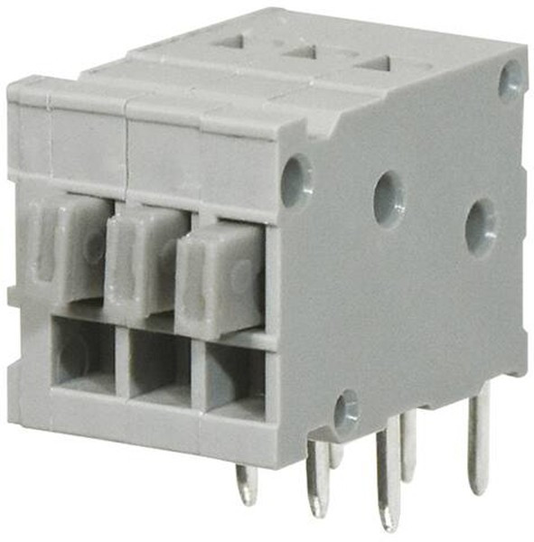 TBL009-254-03GY-2GY, Fixed Terminal Blocks Terminal block, screwless, 2.54, Horizontal, 3, Gray w Gray Button
