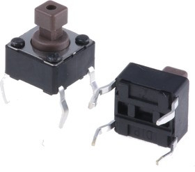 DTS644NV, Brown Button Tactile Switch, SPST 50 mA @ 12 V dc 3.8mm