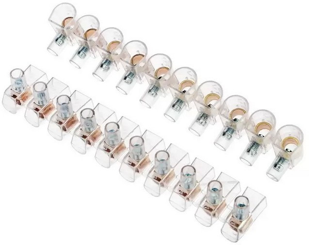 КВ-1-4, Концевой зажим винтовой изолированный для проводов сечением 4 мм2, номинальный ток 17 А, (10 клемм)