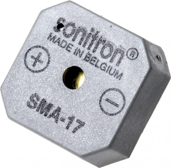 SMA-17 P10, (+1.5~24V/82dB), Пьезоизлучатель с генератором, 17 мм