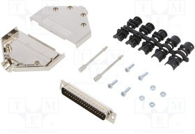 DTPK-M-37-DBP-K, Разъем D-Sub; PIN: 37; вилка; "папа"; пайка; на провод; черный