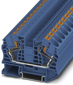 3212142, PT 16 N BU Series Blue Feed Through Terminal Block, Single-Level, Push In Termination