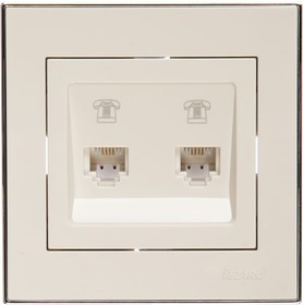 Двойная телефонная розетка RAIN евро белый с бок. вст. хром 703-0225-138