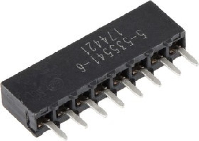 5-535541-6, AMPMODU MOD IV Series Straight Through Hole Mount PCB Socket, 8-Contact, 1-Row, 2.54mm Pitch, Solder 5-535541-6, AMPMODU MOD IV Series Straight Through Hole Mount PCB Socket, 8-Contact, 1-Row, 2.54mm Pitch, Solder