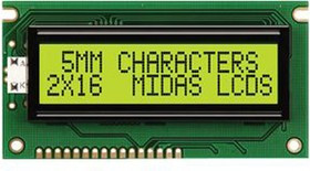 MC21605A6W-SPR-V2, MC21605A6W-SPR-V2 A Alphanumeric LCD Display, 2 Rows by 16 Characters, Reflective MC21605A6W-SPR-V2, MC21605A6W-SPR-V2 A Alphanumeric LCD Display, 2 Rows by 16 Characters, Reflective