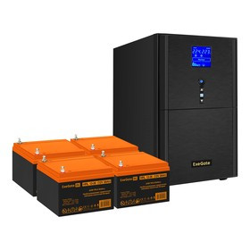 EX296859RUS, Комплект ИБП EX295990RUS + батарея 26Aч EX285663RUS 4шт (инвертор, синус, для котла) ExeGate SineTower SZ-3000.LCD.AVR.3SH.1C13