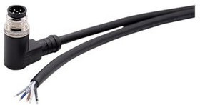 RND 205-01228, Circular Connector, M12, Plug, Right Angle, Poles - 3, Solder, Cable Mount