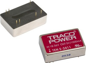 TEN 5-1222, TEN 5 6W Isolated DC-DC Converter Through Hole, Voltage in 9 18 V dc, Voltage out ±12V d