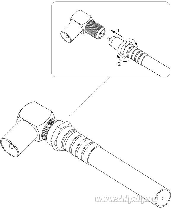 05-4311, ПЕРЕХОД гнездо F - штекер TV угловой