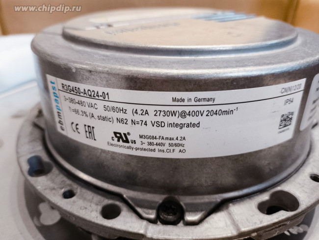 Вентилятор центробежный Ebmpapst R3G450-AQ24-01 400V 4.2A