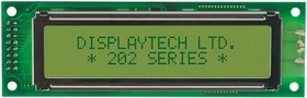 202A-BA-BC, 202A-BA-BC Alphanumeric LCD Display Green, 2 Rows by 20 Characters, Reflective