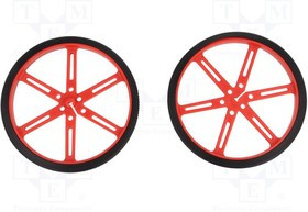 POLOLU-1436, Колесо, красный, Ось: D профиль, Кол-во шт: 2, на корпус, d: 90мм