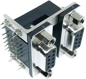 L17H1220131, STACKED D SUB CONN, 9P RCPT-RCPT, TH