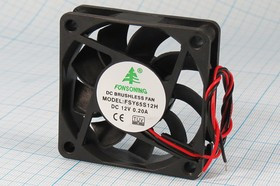 Вентилятор 60x60x15, напряжение 12В, ток 0,2А, выводы 2L, подшипник скольжения, FSY65S12H