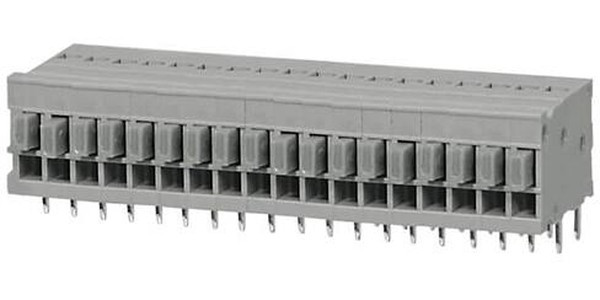 TBL009-254-18GY-2GY, Fixed Terminal Blocks Terminal block, screwless, 2.54, Horizontal, 18, Gray w Gray Button