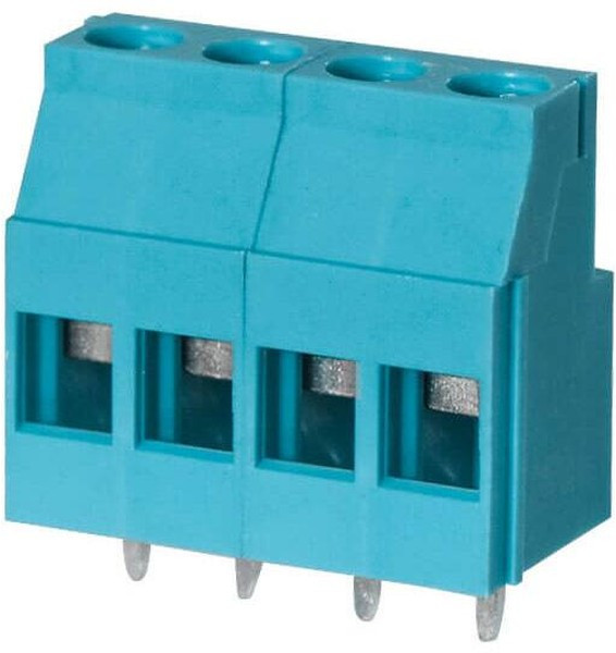 TB010-508-04BE, Fixed Terminal Blocks Terminal block, screw type, 5.08 , horizontal, 4 poles, CUI Blue, slotted screw, PCB mount