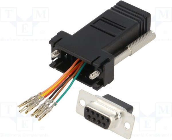 DA09-SMJ6-K-RC, Переходник: адаптер; гнездо RJ11,D-Sub 9pin "мама"