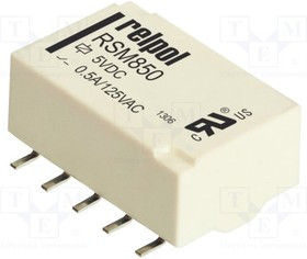 RSM85061128M1005, Реле: электромагнитное, DPDT, Uобмотки: 5ВDC, 0,5A/125ВAC, 2А, SMD