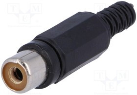 CC-106B, Вилка, RCA, "мама", с амортизатором, прямой, пайка, черный