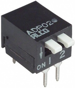 1571999-1, Переключатель DIP 2 группы 0.1А 24В шаг 2.54mm