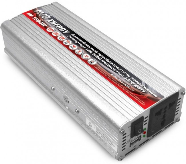 43744, Преобразователь напряжения (инвертор) 12-220V 1500Вт AVS