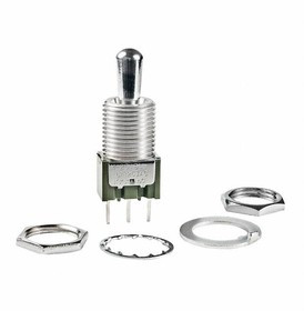 M2019BB1W03, Toggle Switches SPDT ON-OFF-(ON) .25" Straight PC Trm