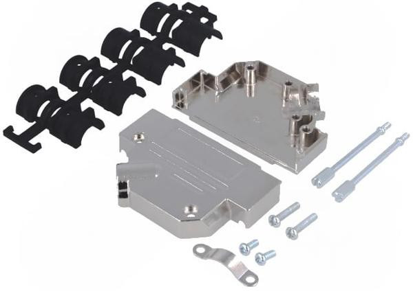 MHD45ZK50-K, MHD45ZK Series Zinc Angled D Sub Backshell, 50 Way, Strain Relief MHD45ZK50-K, MHD45ZK Series Zinc Angled D Sub Backshell, 50 Way, Strain Relief