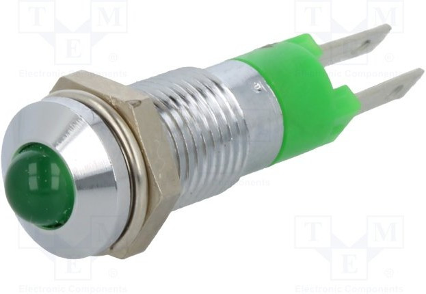 SMQD 08212, Индикат.лампа: LED, выпуклый, 12-14ВDC, Отв: d8,2мм, IP40, металл