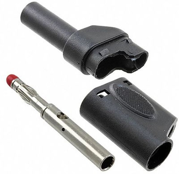 BU-31104-0, Black Male Banana Plug, 4 mm Connector, Solder Termination, 20A, 1000V, Nickel Plating